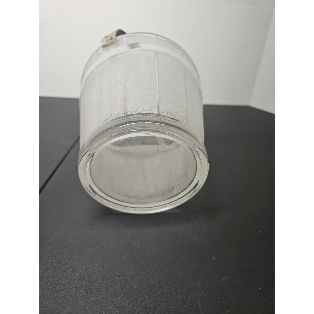 Vintagr Depression Textured Clear Glass Keg Barware Ice Bucket w/ Handle & Tongs - Picture 8 of 10